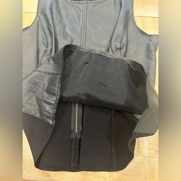 Halogen black leather front knit top blouse peplum fitted - Picture 13 of 13